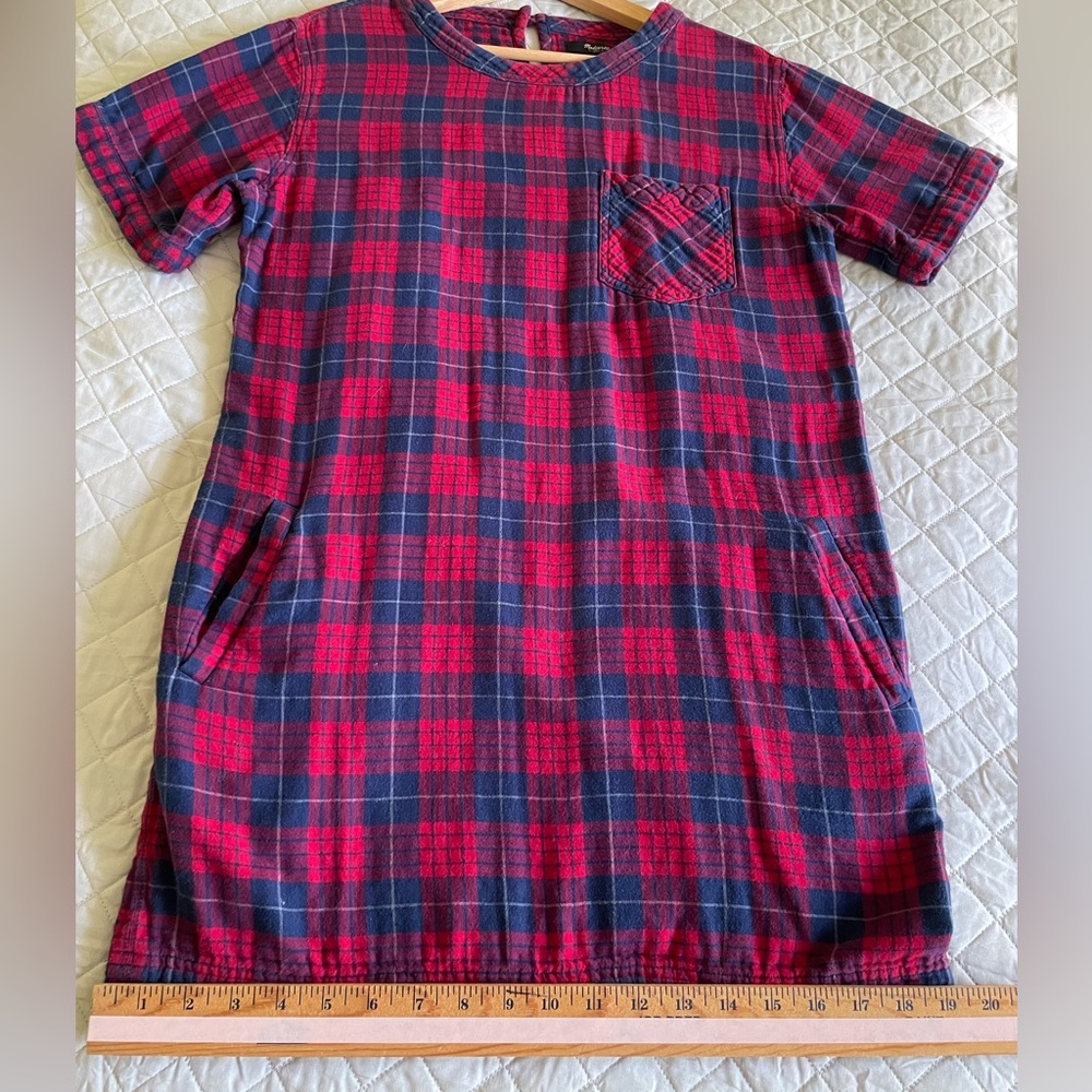Madewell Edina Red and Blue Plaid Flannel Mini Dress - Picture 8 of 10